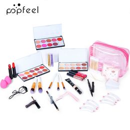 POPFEEL Makeup 25/8 Piece Set KIT005B ALL IN ONE Eyeshadow Lip Gloss Lipstick Brushes Eyebrow Concealer Beauty Cosmetic Bag