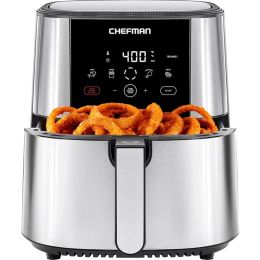 Fryers Touch Air Fryer, XL 8Qt Family Size OneTouch Digital Control Presets, French Fries Chicken Meat Fish Nonstick DishwasherSafe