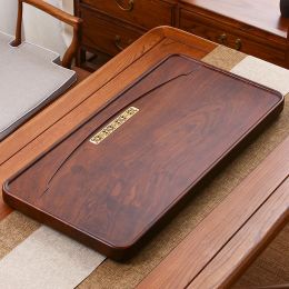 Rectangular Solid Wood Tea Tray Black Serving Drip Chinese Chaban Tea Tray Kung Fu Luxury Bandeja Madera Trays Decorative