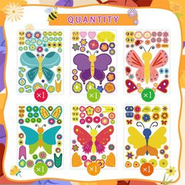 6/12sheets DIY Butterfly Aesthetics Stickers Make a Face Animal Decal Window Notebook Wall Tablet Diary Sticker for Kids Girls