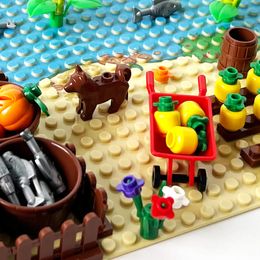 MOC Farm Cornfield Fish Pond Stable Building Blocks Assembly DIY Educational Toys Animal Botanical Garden Scene Model Brick Gift