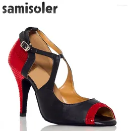 Dance Shoes Samisoler Yellow/Red Flash Cloth Collocation Shine Ballroom Fashion Women Latin Competition