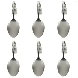 Spoons 6 Pcs Be Careful Curved Handle Spoon Child Drink Stirrers Cocktail Sauce Stainless Steel Multipurpose