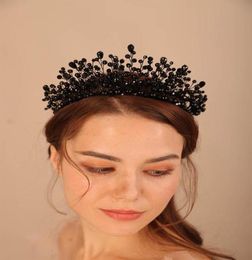 Headpieces Luxury Black Crystal Wedding Crown Fashion Handmade Bridesmaid Hair Jewelry Tiaras Bridal Accessories For Women Headpie8210314