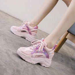 Fitness Shoes Platform Heel Sneaker Women High Casual White Sneakers Pink Chunky Wedges Sandals