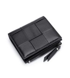 Wallets 100Genuine Leather Womens And Purses Hand Woven Fold Coin Money Bags 2022 Fashion Card Holder Clutch Zipper Purse8544397