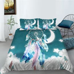 Dreamcatcher Colourful Feather Flowers Sunset Butterfly Pattern Duvet Cover for Girls Kid King Queen Size Quilt Cover Pillowcase