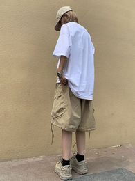 HOUZHOU Japanese Streetwear Hippie Green Cargo Shorts Women Kpop Harajuku Oversize Khaki Short Pants Vintage Kpop Stylish Loose