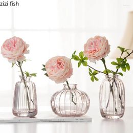 Vases Small Transparent Glass Vase Table Hydroponic Flower Arrangement Home Furnishing Decoration Crafts Decorative