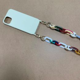 Phone Case With Acrylic Chain Strap For Iphone 15 14 13 12 11 Pro Max New Crossbody Necklace Lanyard Cord Soft TPU Phone Cover
