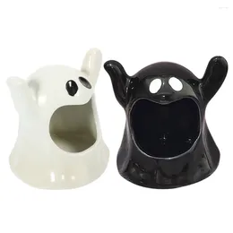 Candle Holders Small Container Ceramic Holder Desktop Halloween Ornament Ghost Tealight