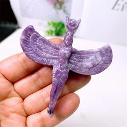 Decorative Figurines Natural Purple Mca Angel Goddess Statue Carved Woman Body Sculpture Jewelry Crafts Healing Home Decoration Gift 1pcs