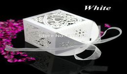 Whole New 200PcsSet Love Heart Wedding Party Favour Table Sweets Candy Boxes With Ribbon 7 Colors9212098