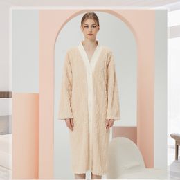 Women Soft Warm Coral Fleece Long Bathrobe Winter Kimono Flannel Bath Robe Nightgown Womens Dressing Gown Female Sleepwear Spa