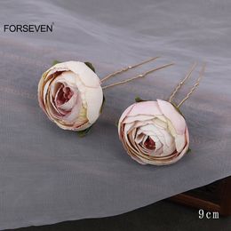 Simple Rose Flower Hairpins and Clips U Shaped Hair Sticks for Bride Wedding Hair Styling Accessories Women Party Headdress