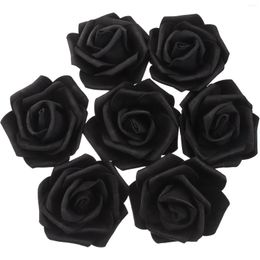 Decorative Flowers 100 Pcs LED Lamps Artificial Rose Bride Wedding Decorations Tables Foam Heads Black Roses Flower