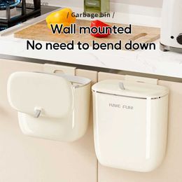 Waste Bins 9/13L Wall Mounted Trash Can with Lid Kitchen Sink Trash Can Anti Odour Hanin Trash bin For Cabinet Door Bathroom Wastebasket L49