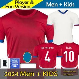 SERBIA Soccer Jersey 2024 Euro Cup Srbija National Team Home Away SERGEJ MITROVIC Football Shirts Kit VLAHOVIC PAVLOVIC TADIC MILENKOVIC ZIVKOVIC player jersey