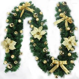 Decorative Flowers Christmas Wreath Decorations Wedding Light Up Garland Xmas Tree Decor For Home Staircase Fireplace Ornaments DIY 2.7M PVC