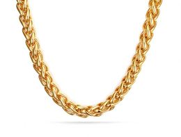 Outstanding Top Selling Gold 7mm Stainless Steel ed Wheat Braid Curb chain Necklace 28quot Fashion New Design For Men0396996041