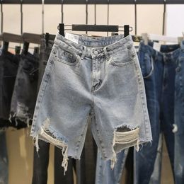 Summer Denim Shorts for Women Jean Short Femme High Waist Korean Style Fashion Loose Chic Solid Casual 240411