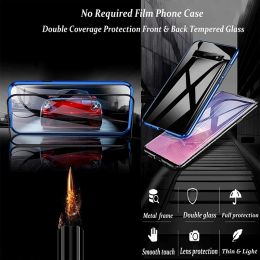 Double Sided Glass Metal Magnetic Case For OPPO Reno 5 5k Lite 6 6z 7 8 9 Pro A5 A9 2020 A17 A57 A72 A74 K10 Realme 8 Pro Case