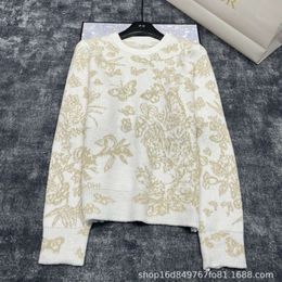 Women's Sweaters 24 Early Spring Niche Design Ruyi Embroidered Butterfly Pattern Sweater Fashionable Temperament, White Wealth Beauty Must Enter