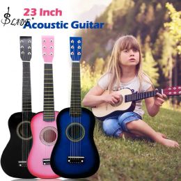 Cables Slade 23 Inch Black Basswood Acoustic Guitar Musical Instruments with Guitar Pick Wire Strings Gift for Beginners Children