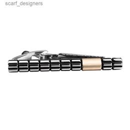 Tie Clips HAWSON Trendy Stylish Tie Clip/Bar/Tack/Pin for 6 cm / 2.36 inches Necktie Gun Black with Rose Gold Gift for Men Y240411