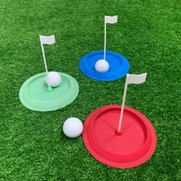 1 pcs Indoor Golf Putting Green Blue And Red Hole Cup Practice With White Flag Putter Trainer Outdoor Training Aids Supplies