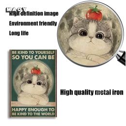 Vintage Funny Cute Cat Toilet Tin Sign Poster Metal Signs Text Shabby Decorative Metal Plates Painting Man Cave Decor Art Wall