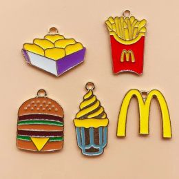 10pcs alloy burger ice cream and french fries charm pendants making earrings necklaces diy jewelry bracelets accessories