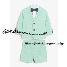 Boys Summer Linen Suit Jacket Shorts Set of 2 Smart Casual Clothes for Kids Wedding 2-16 Years Blazer