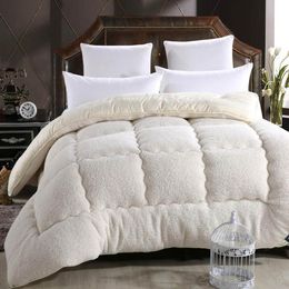 Lamb Cashmere Velvet Fabric Warm Winter Wool Quilt Thicken Comforter Duvet Blanket King Queen Double 1 Pcs Quilted Size Queen