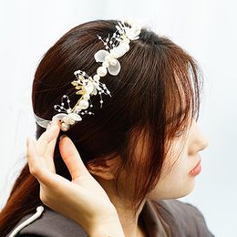 1pcs Bride Wedding Hair Accessories Gorgeous Flower Headbands Braided Hair Pearl Headpiece For Corolla Garland For Girl Gift