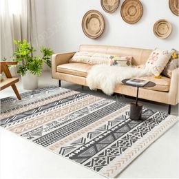 Morocco Tribal Pattern Boho Carpet for Living Room Bedroom Large Rug Easy To Care Washable Anti-slip Simple and Soft Lounge Mat