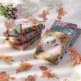 Gift Wrap Yoofun 45pcs/box Fairy Butterflies Waterproof PET Stickers Vintage Flower Elfin Decorative Label For Scrapbooking Journal DIY