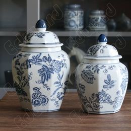 Ceramic Vase Blue and White Porcelain Retro Vases Living Room Floral Decorations Desktop Room Decor Flower Pots Household Use