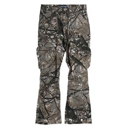 Men's Pants Harajuku Y2K large pocket camouflage drawstring mens cargo pants straight loose hip-hop casual top oversized unisex close-up pants J240409