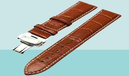 High Quality 18mm 20mm 22mm Black Brown Leather Watch Band Wristwatch Strap Replacement Bracelet Spring Bars Push Button Hidden Cl8214072