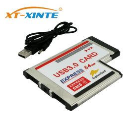 Cards XTXINTE 2 Dual Ports USB 3.0 HUB Express Card ExpressCard 54mm Hidden Adapter Converter USB3.0 for Laptop PC