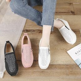 Dress Shoes Cover Foot Deep Mouth Round Toe Rhinestone Flat Heel Low Top Rubber Women's Casual Flats Sneakers