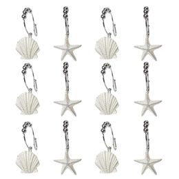 Shower Curtain Hooks 12Pcs Useful Beautiful Lightweight Double Ear Curtain Hooks Bathroom Supply