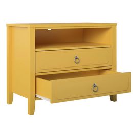 Her Majesty 2 Drawer Nightstand, Mustard Yellow Chest of Drawers for Bedroom