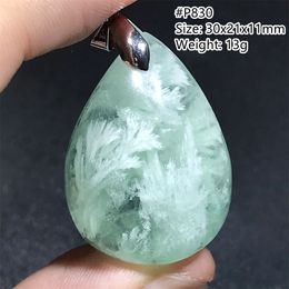 Top Natural Feather Fluorite Quartz Pendant For Women Lady Men Beauty Love Gift Green Crystal Silver Beads Stone Jewellery AAAAA
