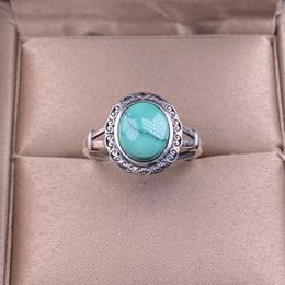 Cluster Rings HOYON Luxury Natural Turquoise Men's Ring S925 Sterling Silver Exquisite Jewellery Women's Party Accessories Birthday Gift