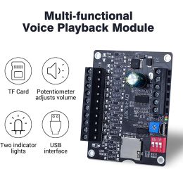 MP3 Voice Player Module Sound Playback Broadcast 30W 60W Music High Power Amplifier DC9-24V Biult-in Storage TF Card for Arduino