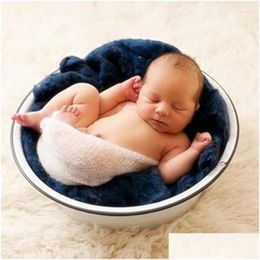 Blankets Swaddling 40 60Cm Baby Wraps Born Pography Props Blanket Backdrop Toddler Ddle Mohair Soft Stretch For Fotografia Drop Delive Othmi