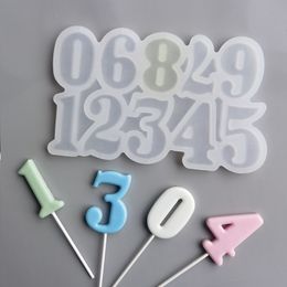 0-9 Number Lollipop Silicone Mold Number Candle Chocolate Candy Mold Birthday Party Baby Shower Cake Decorating Tool Baking Mold