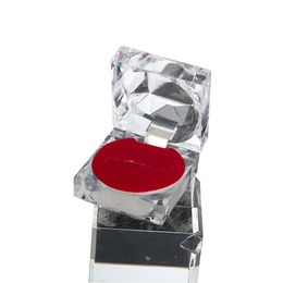 Cube Crystal Ring Box Acrylic Transparent Jewelry Packaging Ring Holder Mini Case Soft Sponge Pad Wedding Ring Earring Gift Box